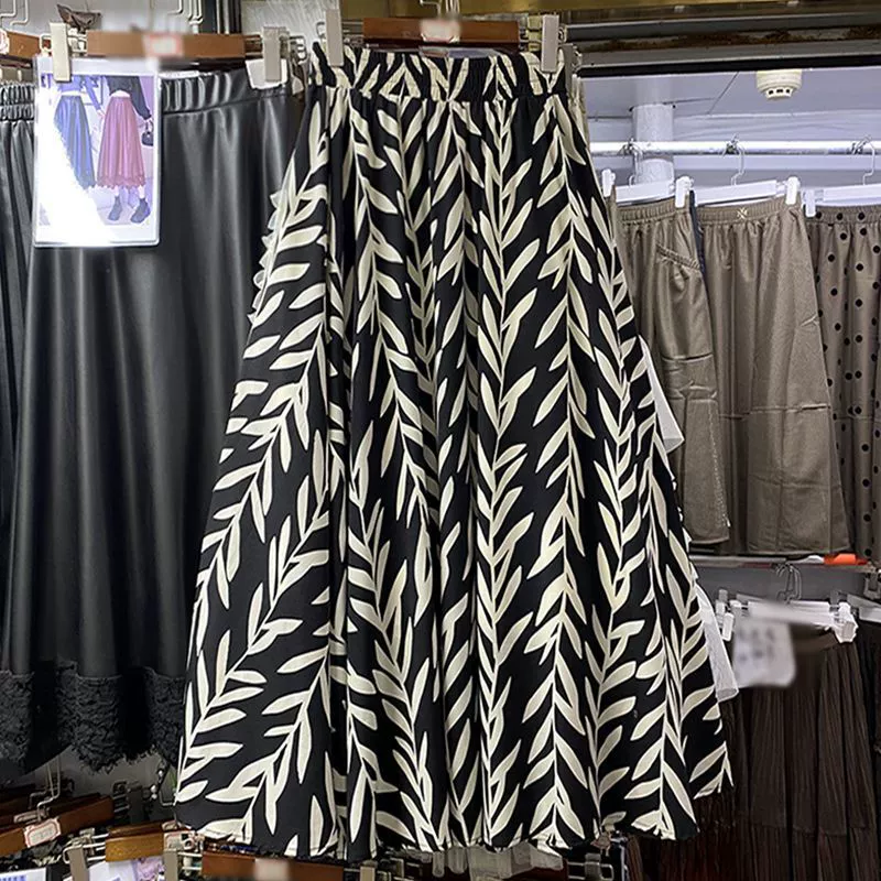 2025 французская ретро-юбка с контрастным принтом для женщин, высокая талия, стройная юбка, модная юбка-трапеция для женщин, подчеркивающая молодость