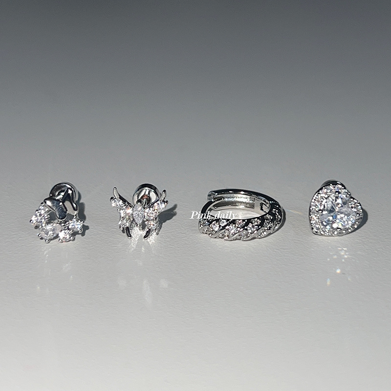 滿鑽愛心蝴蝶螺絲耳釘個性甜酷風小眾高級感設計2024年新款批發