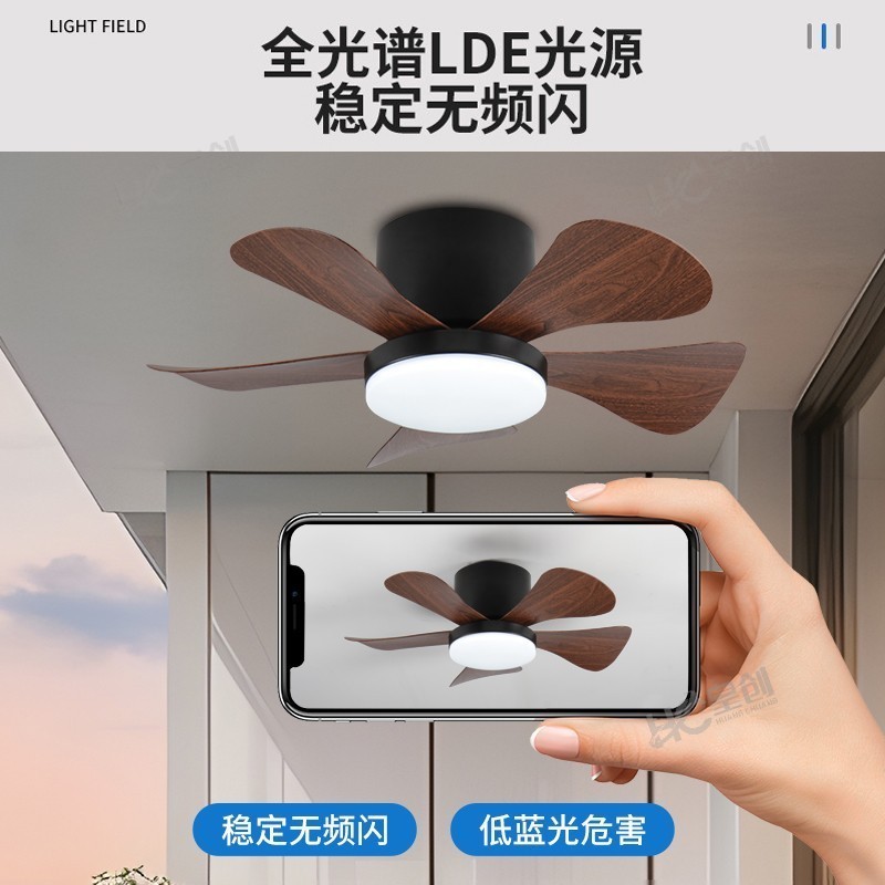 卧室餐厅吊扇灯阳台过道小型变频静音电风扇吊灯全光谱吸顶风扇灯|undefined