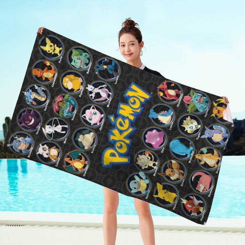 Pokémon Cartoon Beach Towel, Ultra-Fine Fiber Quick-Drying Absorbent Bath Towel, Beach Swimming Sports Towel Wholesale Pokémon Cartoon Beach Towel, Ultra-Fine Fiber Quick-Drying Absorbent Bath Towel, Beach Swimming Sports Towel Wholesale
