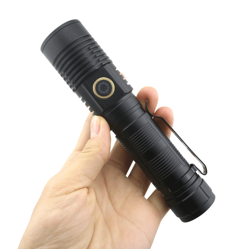 21700 white laser telescopic zoom flashlight Type-C charging small pen clip magnetic multi-function with magnet