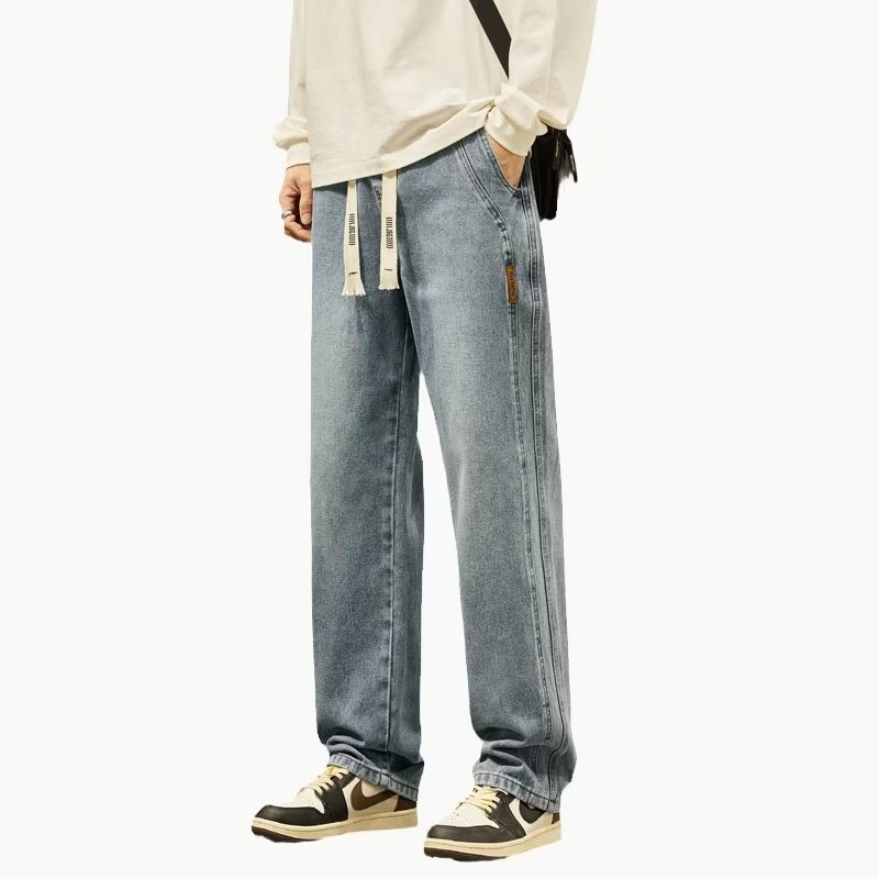 Vintage jeans para hombre otoño e invierno recto suelto marca de marea pierna ancha americana calle alta salvaje casual pantalones largos para niños
