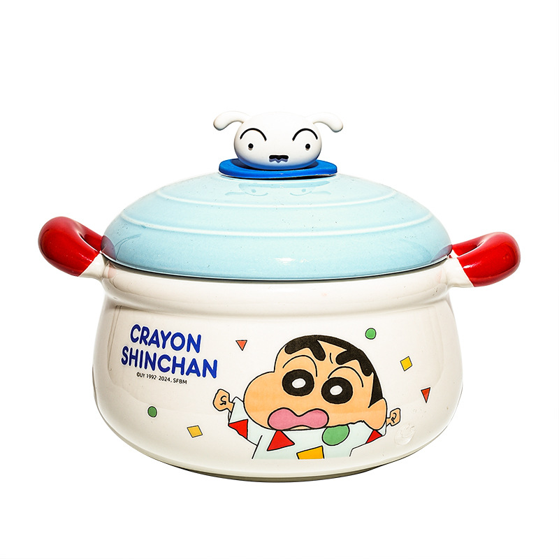 Lápiz pequeño nuevo cuenco de fideos de cerámica lindo cuenco de fideos casero con cubierta muñeca de dibujos animados orejas regalos de cumpleaños de gran capacidad