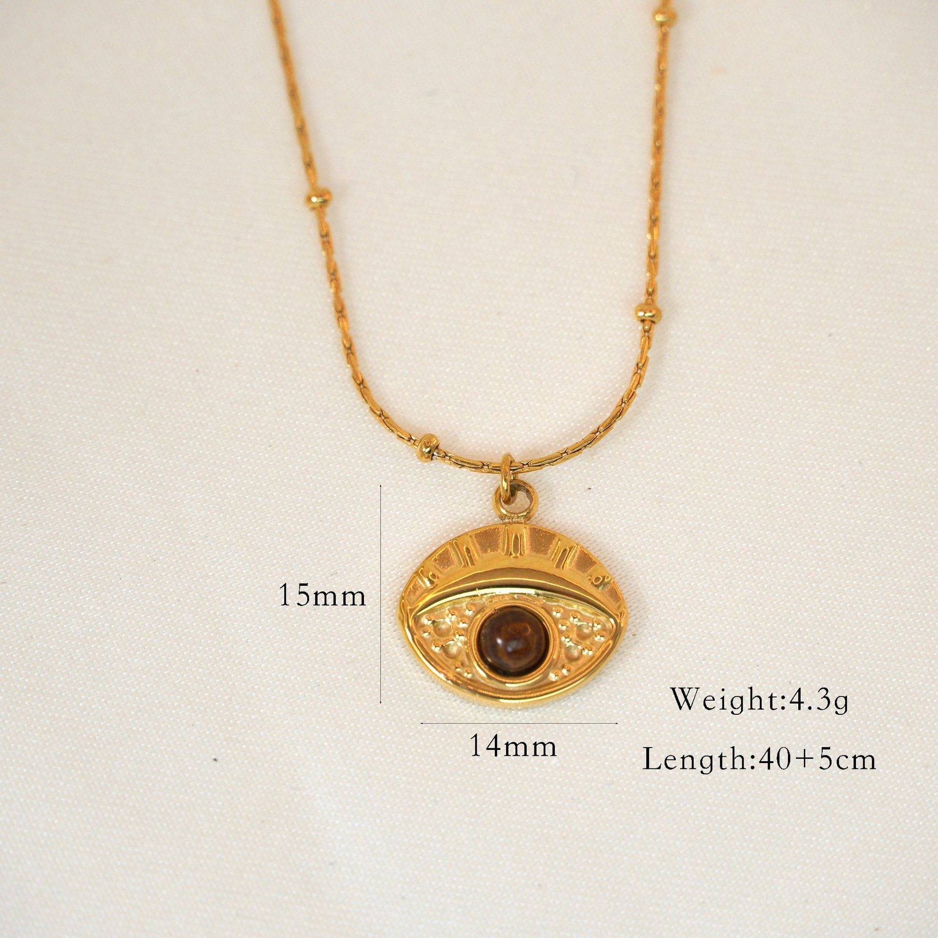 7g Weight Vacuum Plating Gold Plating Process 14K Gold Plated Plating Material Rings, Necklace Classification 1 Piece Quantity Casual, Outdoor Occasion 304 Stainless Steel, natural stone, Titanium Steel Material Geometric, Round, Eye Pattern Women's Gender Plating Design Retro, Ethnic Style, Classic Style Style 304 Stainless Steel Natural Stone Titanium Steel 14K Gold Plated Retro Ethnic Style Classic Style Plating Geometric Round Eye Rings Necklace 7