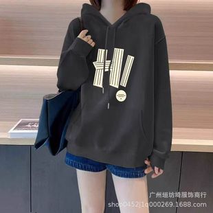 Factory Direct Sales Hooded Sweatshirt for Women 2025 Autumn and Winter Korean Style Loose Women's Warm Velvet Top Versatile Outer Wear