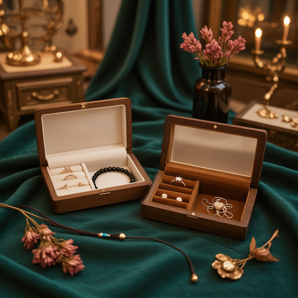 Black Walnut Wood Jewelry Portable Storage Box High-End Exquisite Bracelet Ring Necklace Earrings Jewelry Box