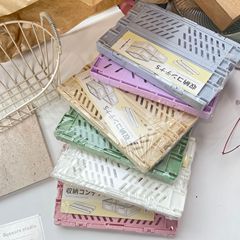 Ins風折りたたみプラスチック収納ボックス学生デスクトップ整理ファッション文房具折りたたみバスケットバスケットBH133