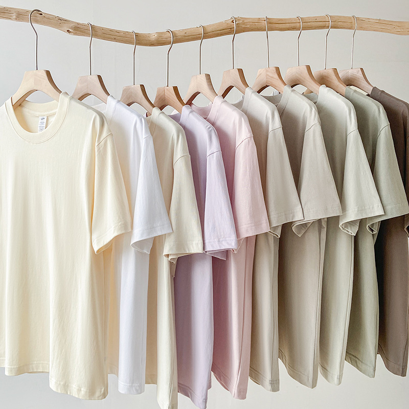 230g cotton short sleeve T-shirt ~ summer light color loose round neck Joker ~ men and women with cotton half sleeve jacket 230g cotton short sleeve T-shirt ~ summer light color loose round neck Joker ~ men and women with cotton half sleeve jacket