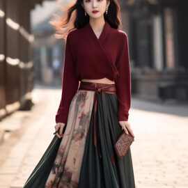 D2289 新中式百搭绝美古风别致独特高级感春长袖上衣半身裙一整套