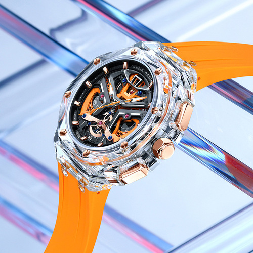 A wholesale men's watch with a transparent case, cross-border, luminous, water-resistant, high-end men's watch