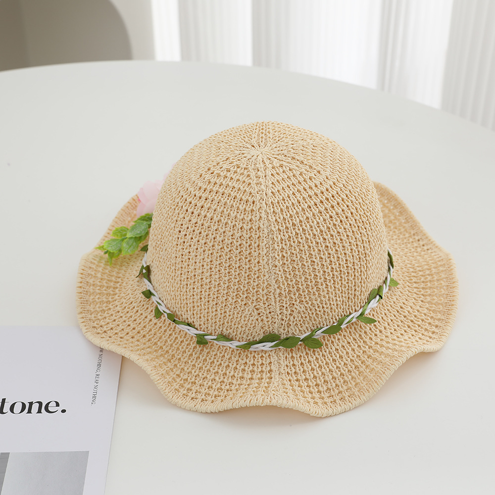 Kids Sun Hat Upf 50+ Wide Brim Straw Hat For Summer Beach_voghion.com