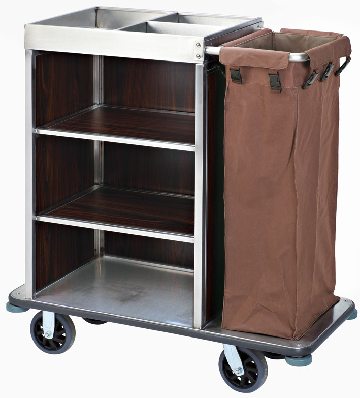 特厚单边工作车 钢木客房服务车  不锈钢客房车酒店客房布草车