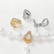 铜镀真金18k镶锆石珍珠扣包珠扣diy手工饰品手链项链串珠包珠扣