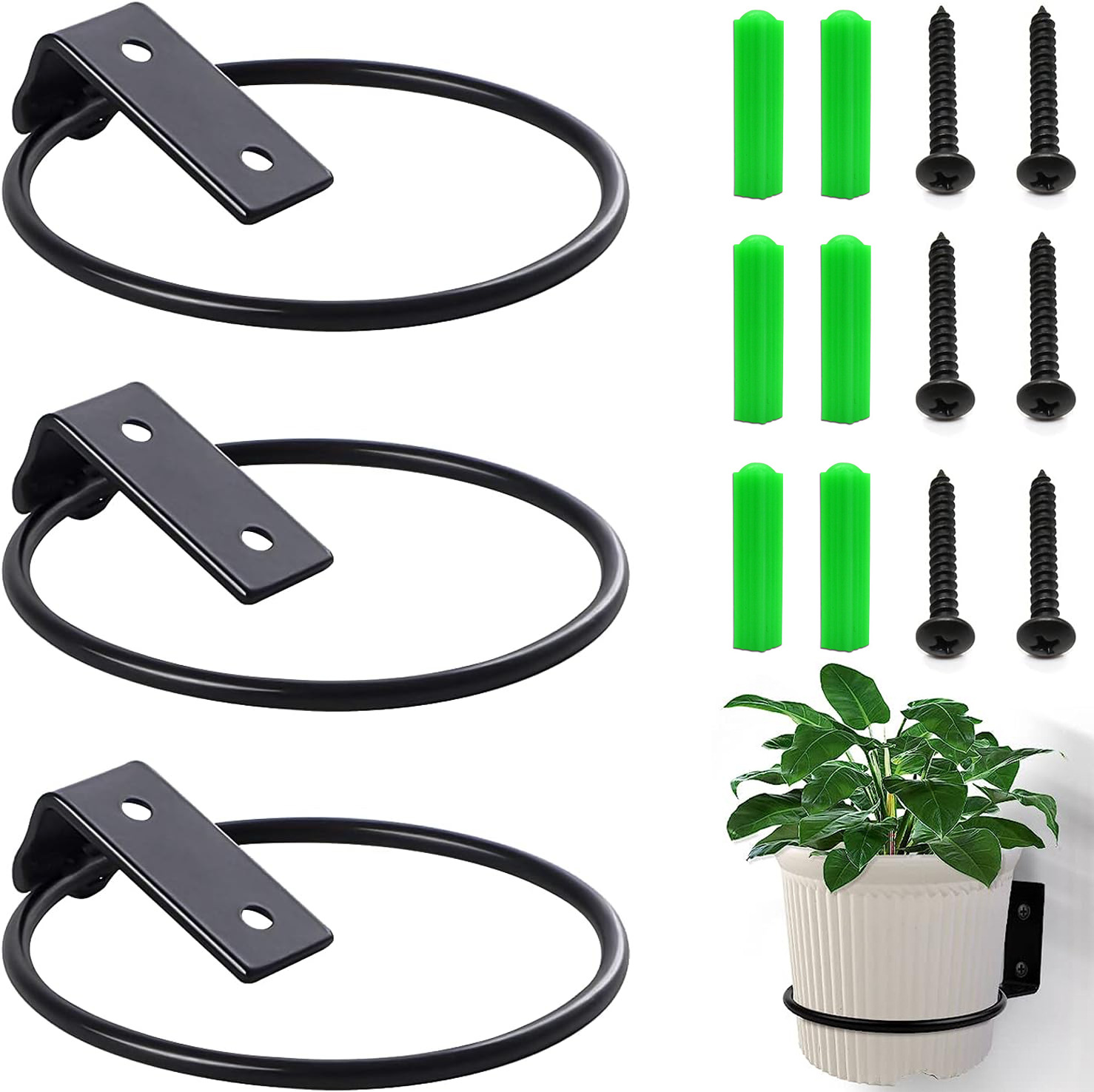 工厂直销花盆支架悬挂式圆形可折叠吊兰铁艺北欧简约盆栽支架批发