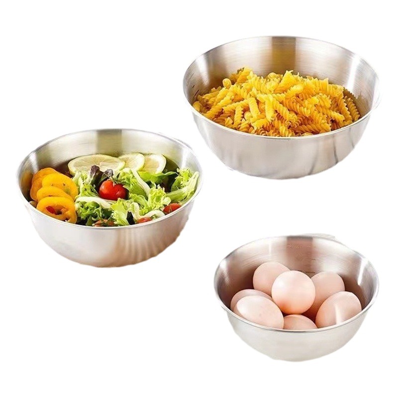Korean-style stainless steel cold noodle bowl household fruit salad bowl bibimbap bowl egg kneading dough and basin food grade round