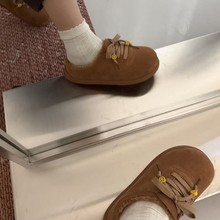 博肯鞋女娃娃头女鞋2025秋季一脚蹬懒人软皮软底单鞋冬季款增高