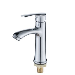 Single cold water faucet for sink with single hole, vertical installation, suitable for bathroom and balcony, made of copper