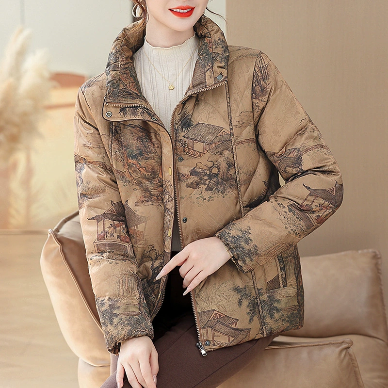 Китайский стиль мама пуховик куртка 90 белая утка бархат