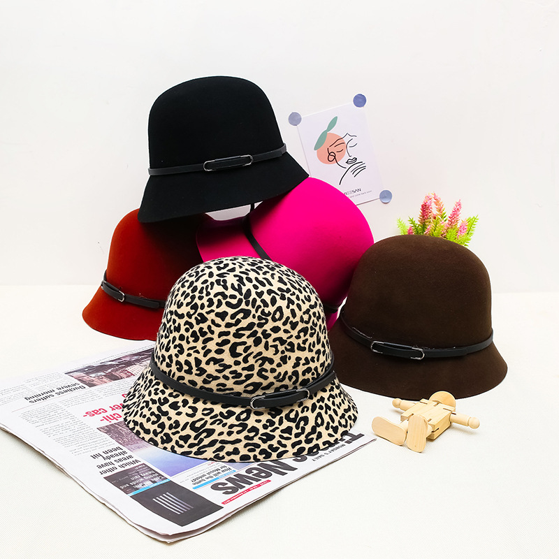 Sombrero de las mujeres de otoño e invierno de lana pura lana sombrero de la cuenca coreano japonés caliente impreso sombrero de fieltro fábrica en stock venta al por mayor image 3