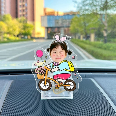 Car ornaments: jewelry acrylic creative - vehicle-mounted-solar-battery-dual-use-model-single-person-shaking-head-694-model