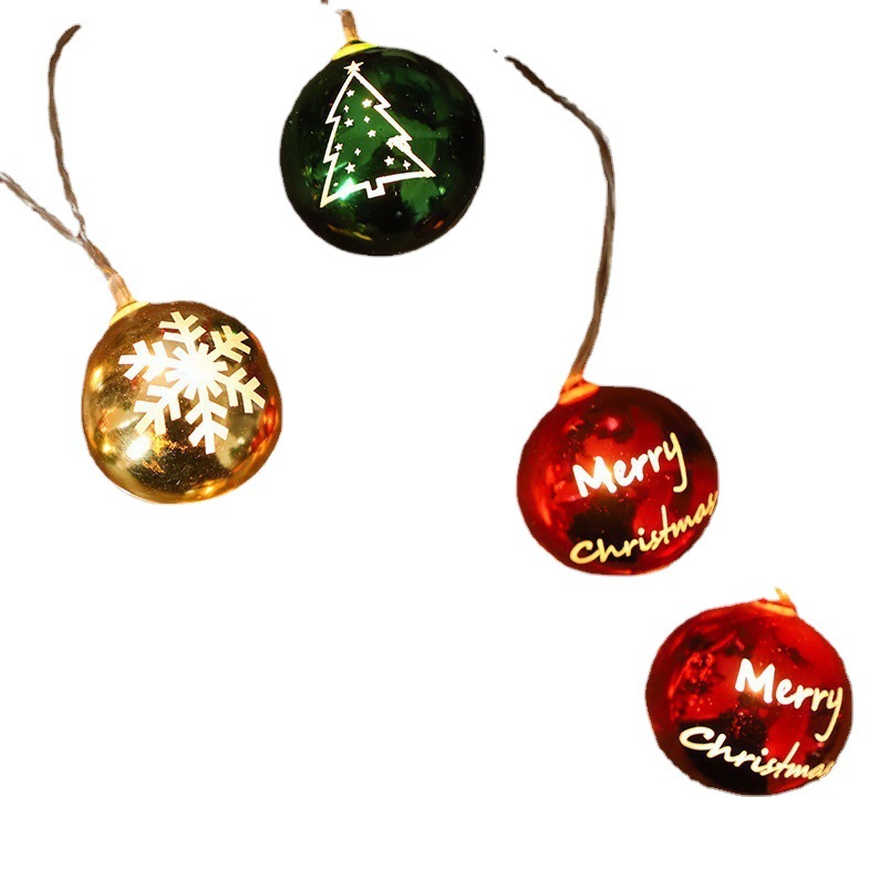 Ventana salón luces de colores atmósfera navideña diseño colgante Bola de galvanoplastia luz intermitente cadena LED Navidad día de Año Nuevo luces decorativas