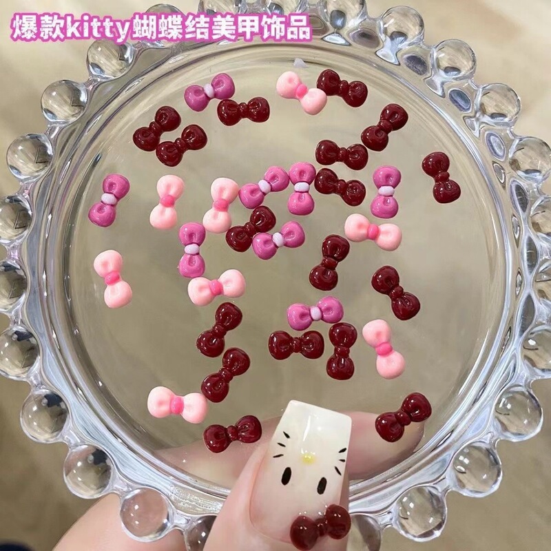 Sweet Nail y Bow Small Series Ki Tie Jewelry Summer tt Nail Resin Explosions Black Leather Accessories