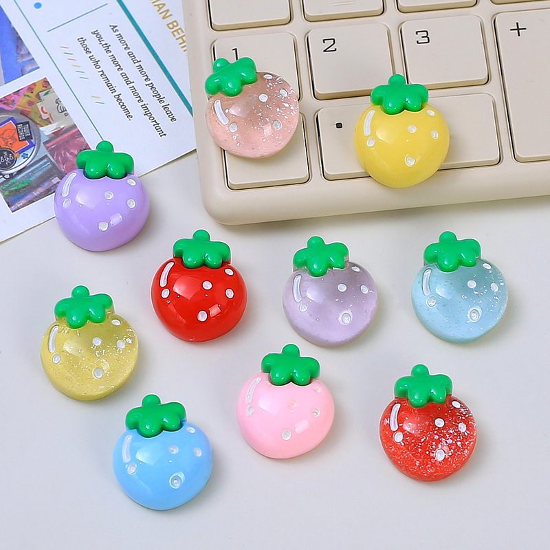 Childlike Crystal Strawberry Small Fresh Handmade DIY Cream Glue Resin Small Accessories Hole Shoe Buckle Wholesale Material Package