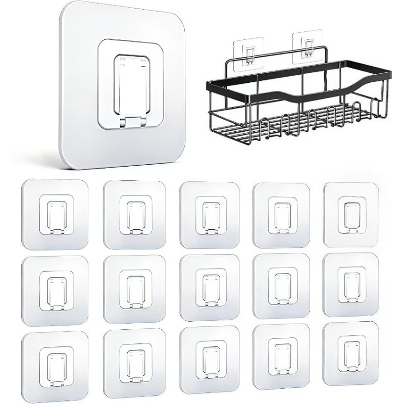 Cross-border new product: adhesive replacement hooks for shower racks, heavy-duty waterproof adhesive strips, no-drill wall-mounted adhesive hooks