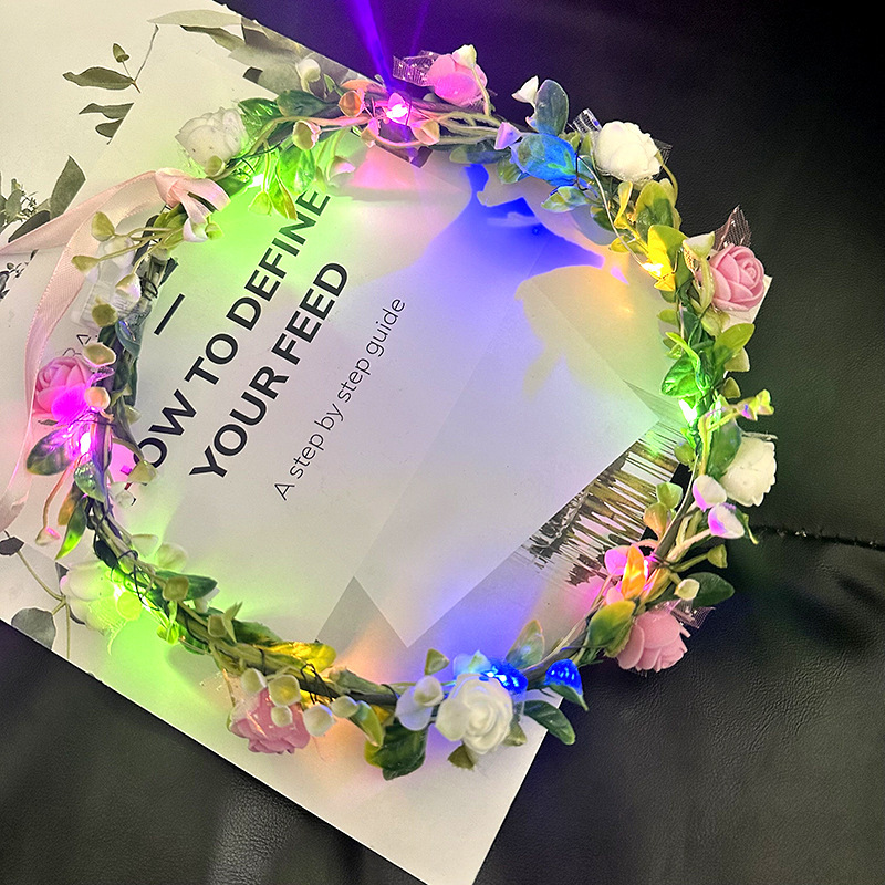 Mori para niños brillante y brillante corona de caña super inmortal banda de cabello de novia flores tocado de cabello banda de cabello espectáculo de fotos cabina