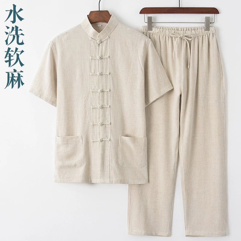 Summer retro set, Hanfu for elderly, with short sleeve, Chinese style