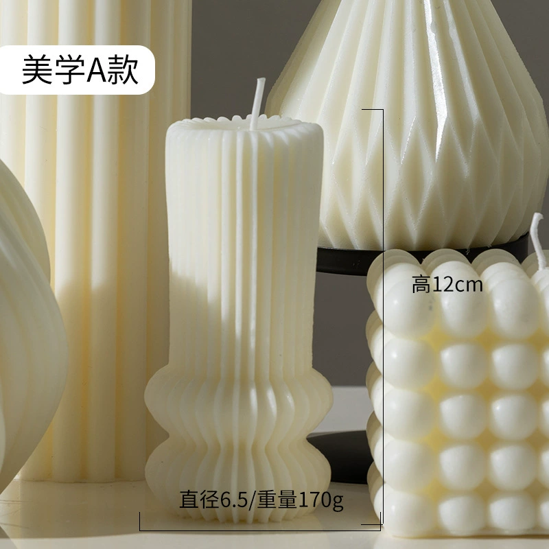 Aromatherapy candle handmade white geometric 40, nordic style decorative shapes