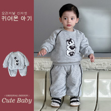 几度婴幼童新款洋气夹棉加绒两件套冬季韩版卡通小羊休闲韩版套装