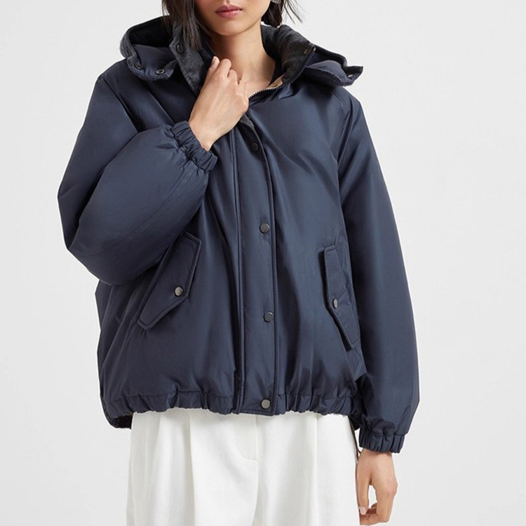 Old Money Style Bc Hooded down Jacket 2025 Autumn/Winter Detachable Hood Goose down Coat for Women