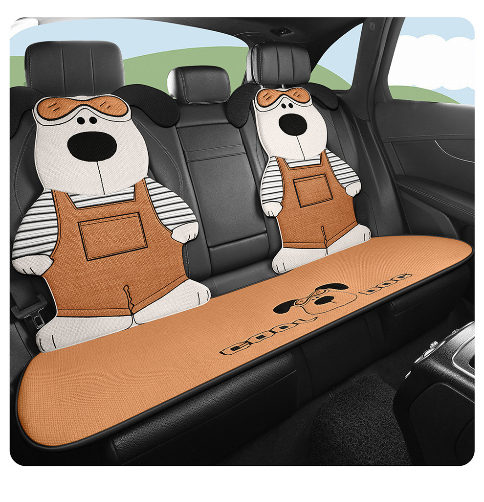 Linen Car Seat Cushion, Universal for All Seasons, High-End Feel, 2026 New Model, Single Piece, Summer Cotton-Linen Car Cushion Seat Cover for Women