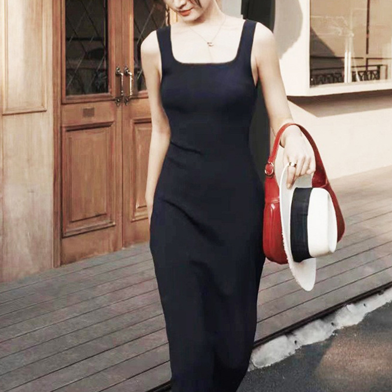 Free Shipping, Cool Texture, 2026 Summer Fashion, Cos-Style Slim Fit, Sexy Suspender Dress with Beautiful Back, Sleeveless Knitted Dress