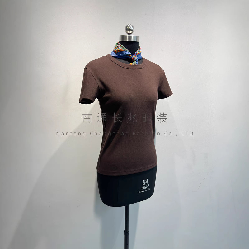 Wardrobe Staple~Md Combed Cotton Slim-Fit Short-Sleeve Stretch Ribbed Round Neck Solid Color Versatile T-Shirt for Women 26 Spring/Summer Wardrobe Staple~Md Combed Cotton Slim-Fit Short-Sleeve Stretch Ribbed Round Neck Solid Color Versatile T-Shirt for Women 26 Spring/Summer