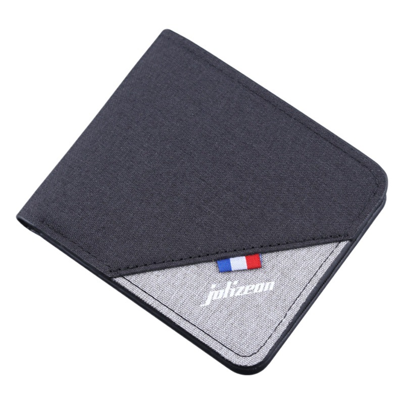 Cartera de lona corta de los hombres al por mayor billetera pequeña de los hombres cartera de los hombres Cartera de tela delgada bolsa de tarjeta de fábrica en stock
