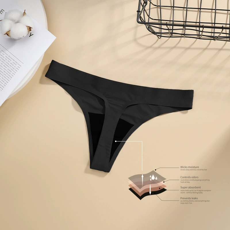 Трансграничные четырехслойные женские физиологические штаны больших размеров, бесшовное хлопковое нижнее белье Т-образной формы из ледяного шелка, шаговый шов, для менструального цикла