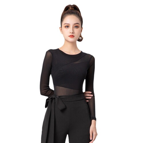 Dance practice clothing tops women's body dance clothing long-sleeved one-piece modern Latin classical Chinese dance training autumn