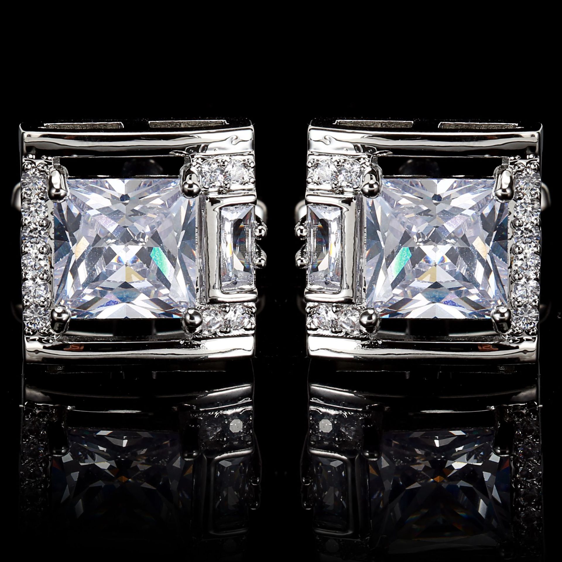 Gold cufflinks in stock men's white crystal cufflinks cuff links silver wine red champagne black zircon