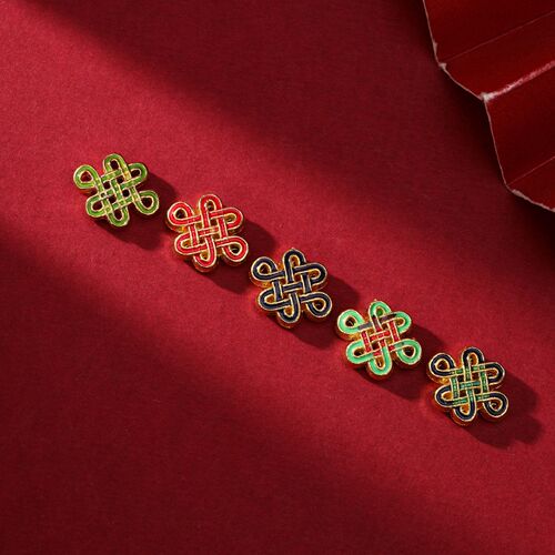 Alloy Drip Enamel Cloisonné Chinese Knot DIY Handmade Gold Plated Enamel Wire Wrapping Pendant Back Cloud Separating Bead Accessory Material
