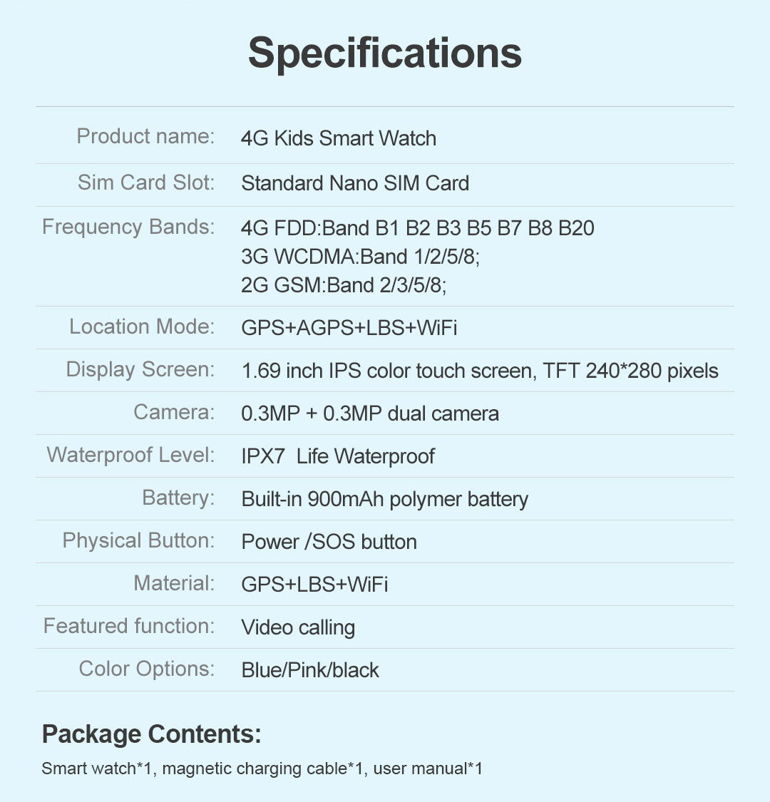 Cross-border D35 children's phone smartwatch, 4G video, GPS positioning, camera, waterproof, step counting, 900MAH, multi-language undefined