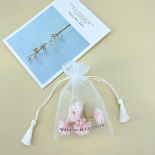 Solid color transparent bag organza jewelry cosmetics dustproof storage drawstring bag candy gift bag wholesale