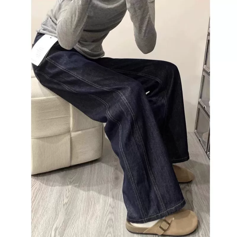 Джинсы, trousers, осенние лосины, oversize, свободный прямой силуэт