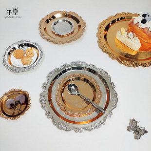 European-style light luxury metal coaster vintage ins Mini jewelry paper cup cake plate iron afternoon tea photo props