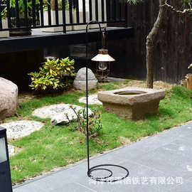 跨境新品铁艺牧羊钩灯架室内外通用庭院装饰灯落地展示架