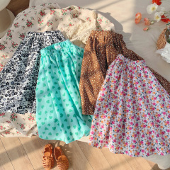 Girls floral long skirt 2023 spring and summer new style temperament skirt loose skirt fashionable style umbrella skirt for baby girls