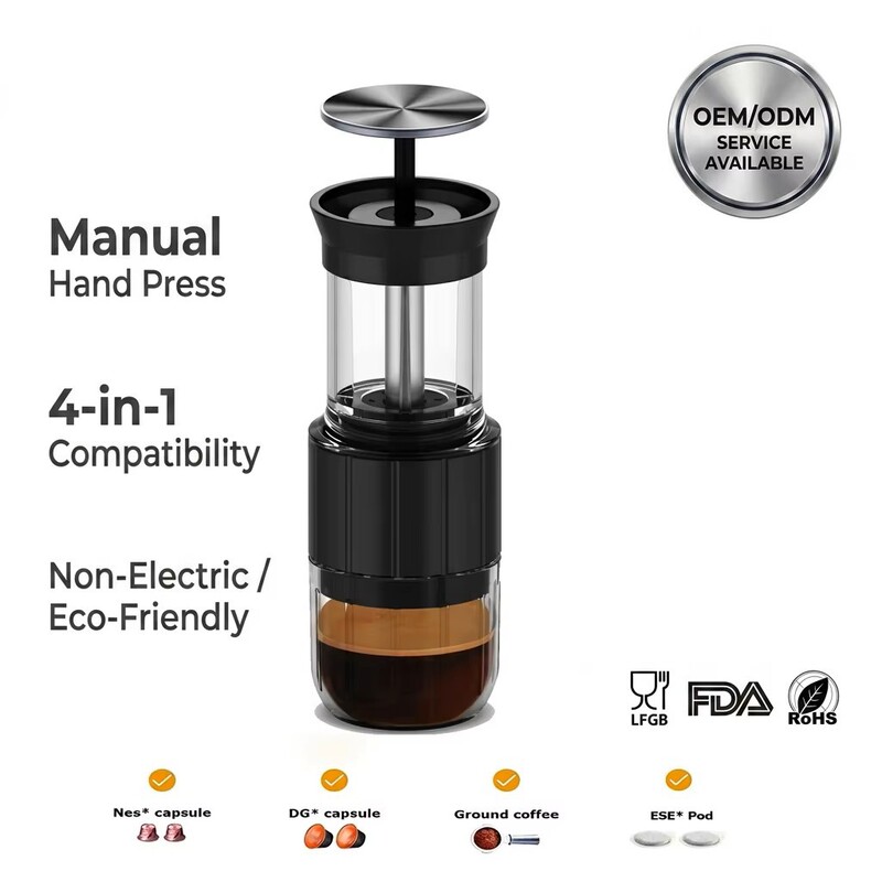 4-in-1 Multifunctional Mini Portable Espresso Hand-Pressed Coffee Machine Compatible with Nes Capsule Dg Capsule Coffee Powder 4-in-1 Multifunctional Mini Portable Espresso Hand-Pressed Coffee Machine Compatible with Nes Capsule Dg Capsule Coffee Powder