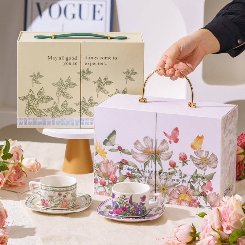 Juego de tazas de café de regalo de inauguración de la casa, empaque en caja de regalo, evento de apertura, aniversario, regalo de la empresa, taza de agua de regalo de mano