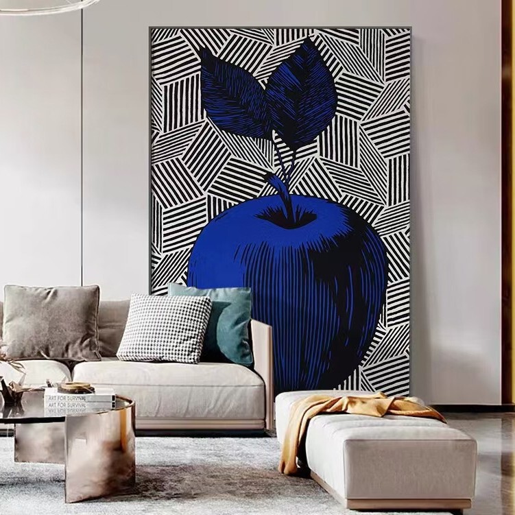 Klein Blue Modern Light Luxury Living Room Decorative Painting Blue Apple Restaurant Mural High-level Hallway Hallway Hanging Painting Klein Blue Modern Light Luxury Living Room Decorative Painting Blue Apple Restaurant Mural High-level Hallway Hallway Hanging Painting